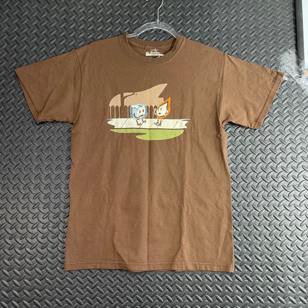 Threadless Tragedy Struck Ice Flame Brown T‎ Shirt Graphic Print Men's Size M